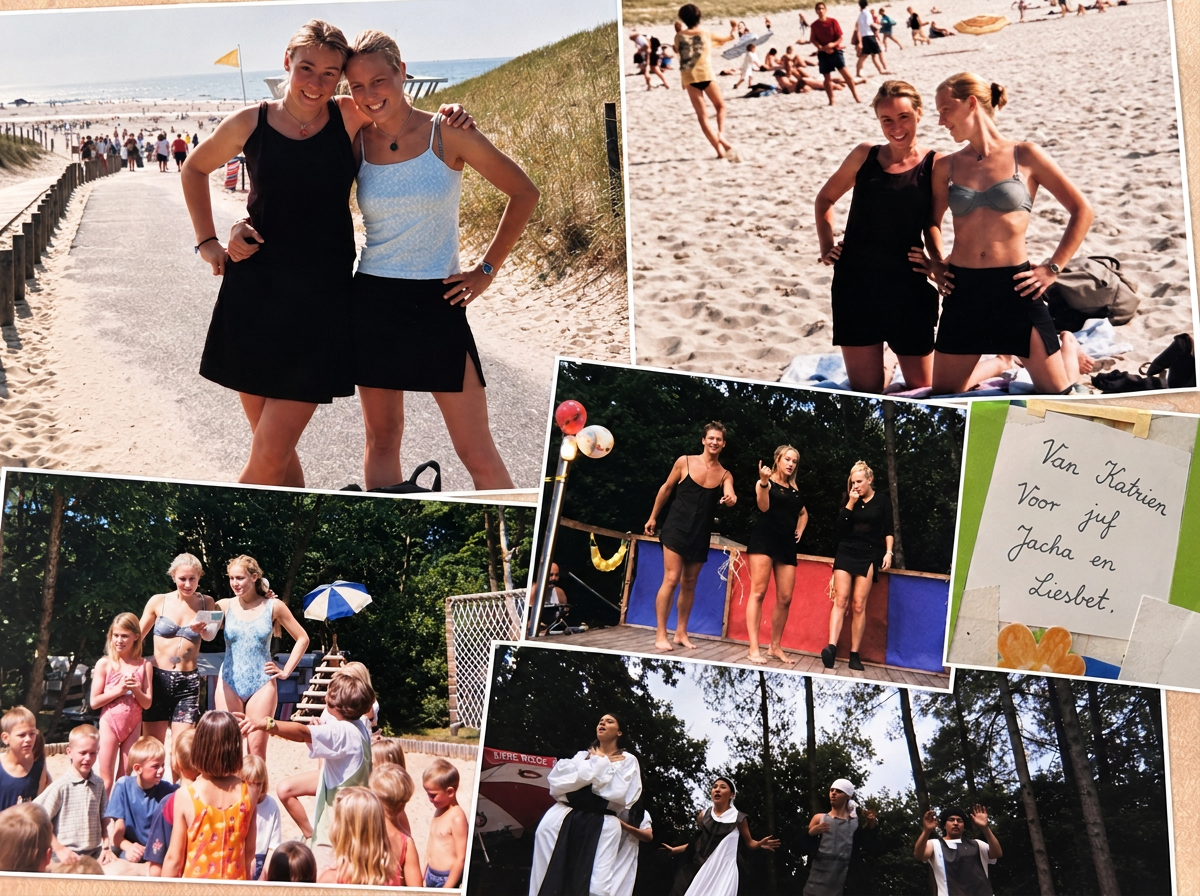 Collage met oude foto's van Liesbet en Jacha